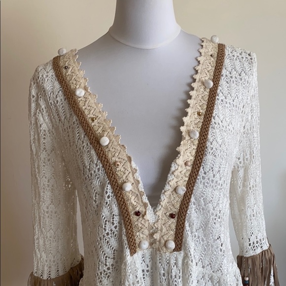 Luxe Moda boho tunic top with fringe arms - Picture 2 of 7